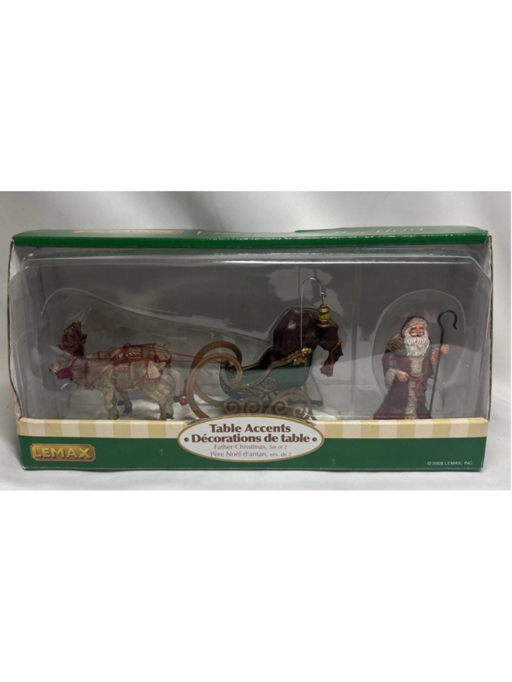 VTG RARE 83699 Lemax Village Accessory SANTA REINDEER SLEIGH Father Christmas
